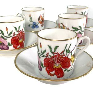 Gucci Floral Porcelain Espresso Cups and Saucers Set
